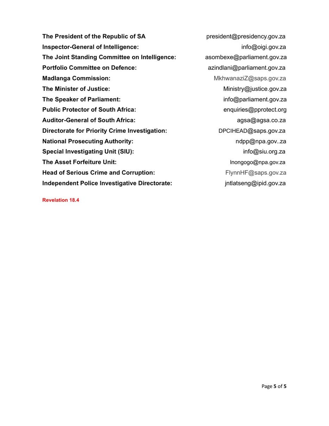 Page 5 of Formal referral to the Madlanga Commission
